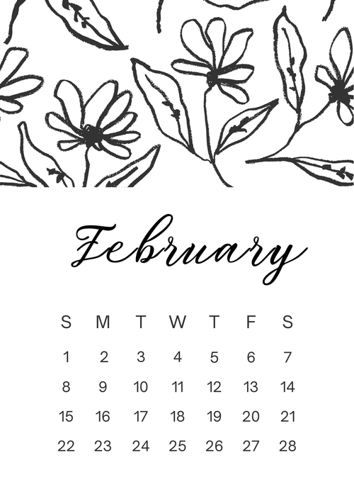 2026 Floral Monthly Planner – 12 Pages | Black & White Digital Planner | NoteBloom