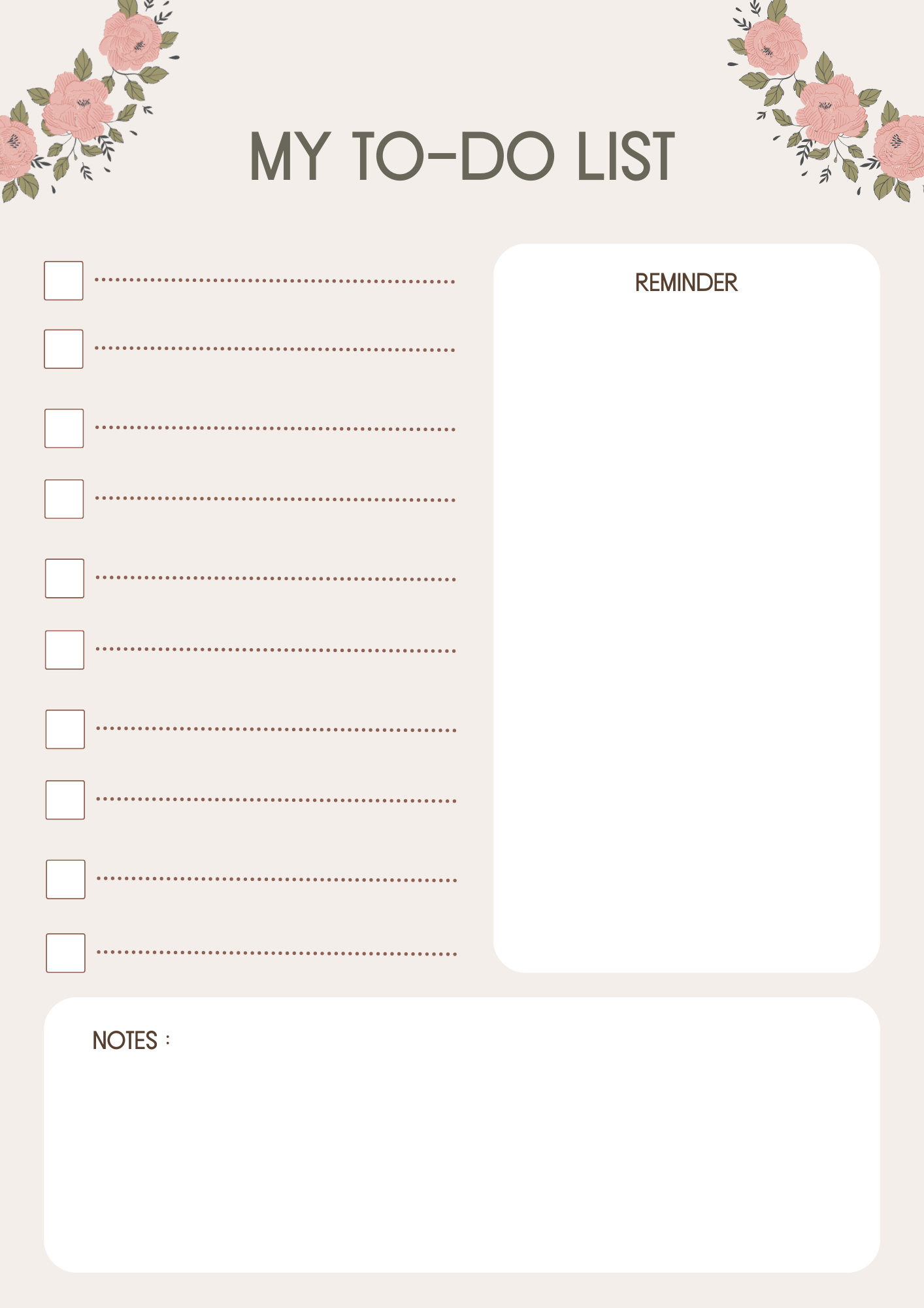 My To-Do List – Floral Planner | Printable PDF | Cute Digital Planner | NoteBloom
