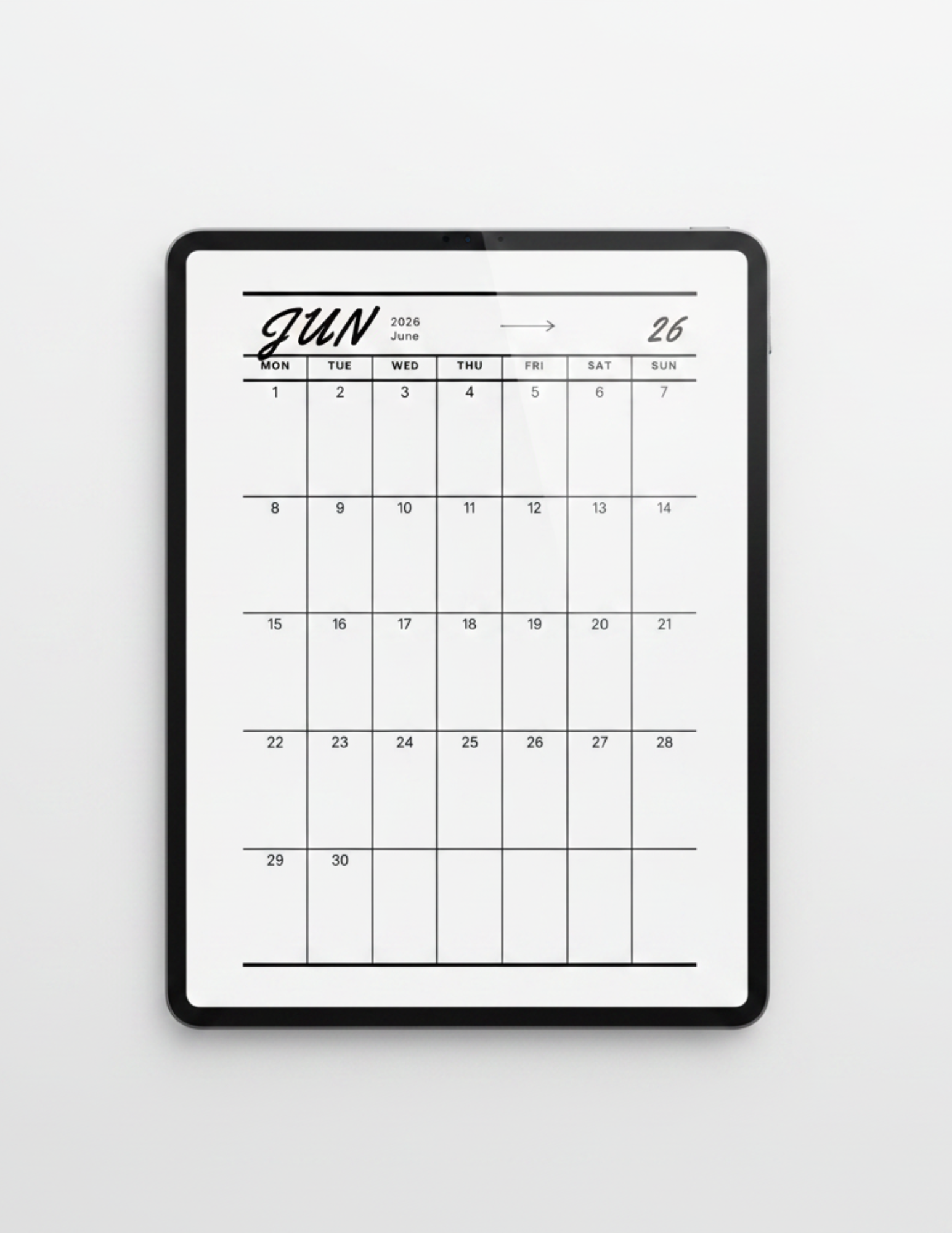 Minimalist 12-Page Daily Calendar 2026 – Printable & Digital