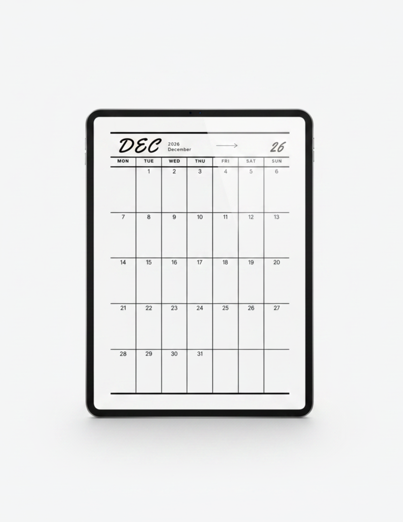 Minimalist 12-Page Daily Calendar 2026 – Printable & Digital