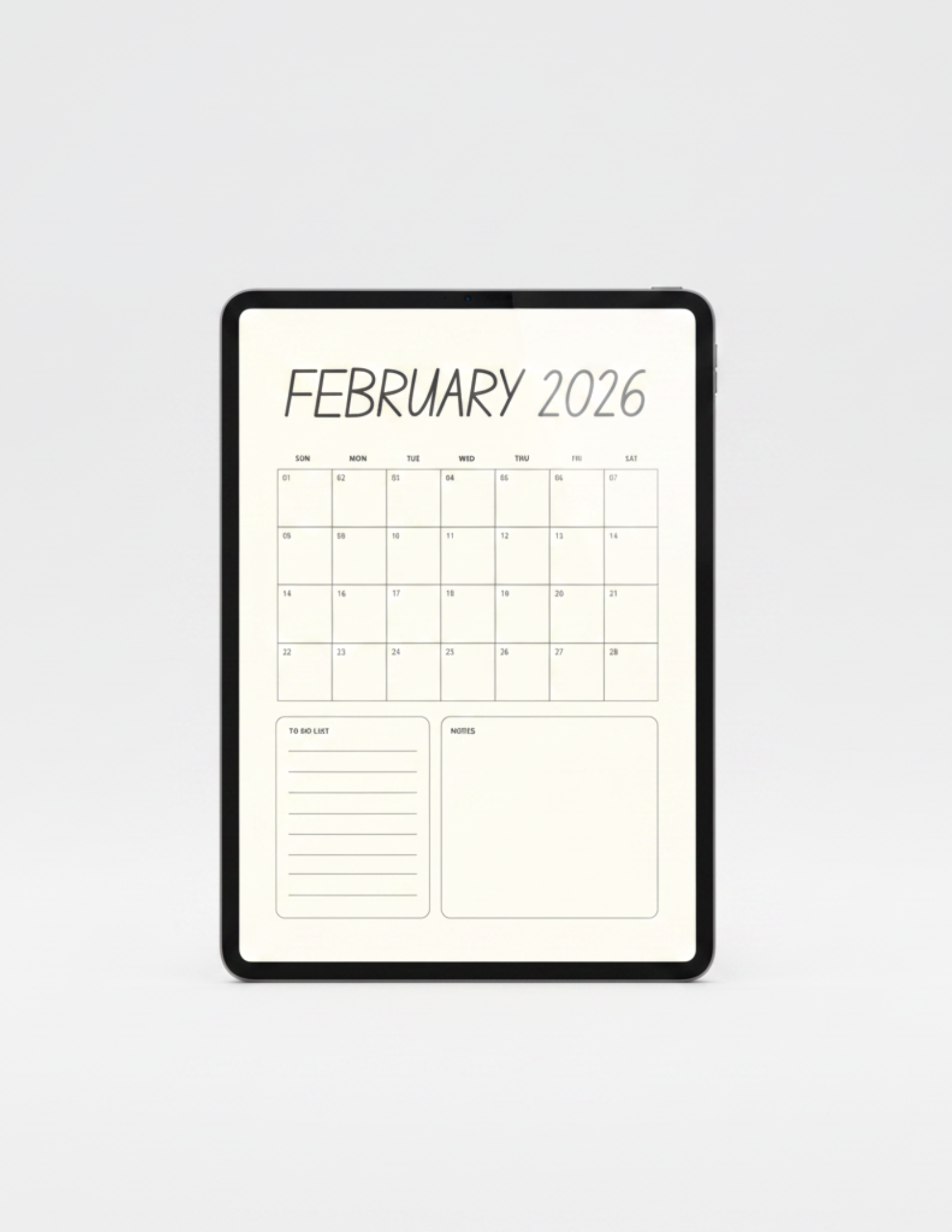 NoteBloom Beige & Dark Grey Minimalist 2026 Monthly Planner | 12 Pages