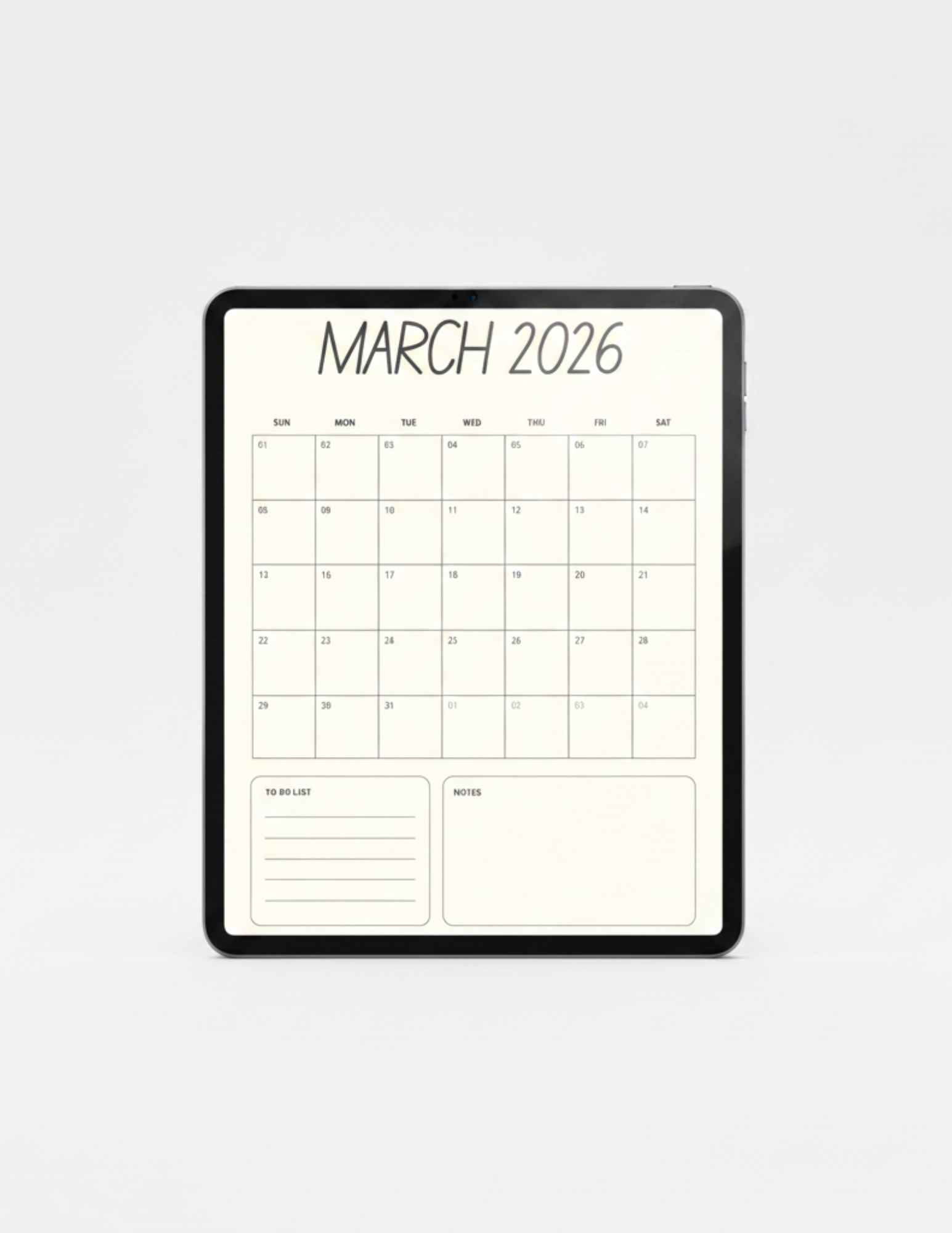 NoteBloom Beige & Dark Grey Minimalist 2026 Monthly Planner | 12 Pages