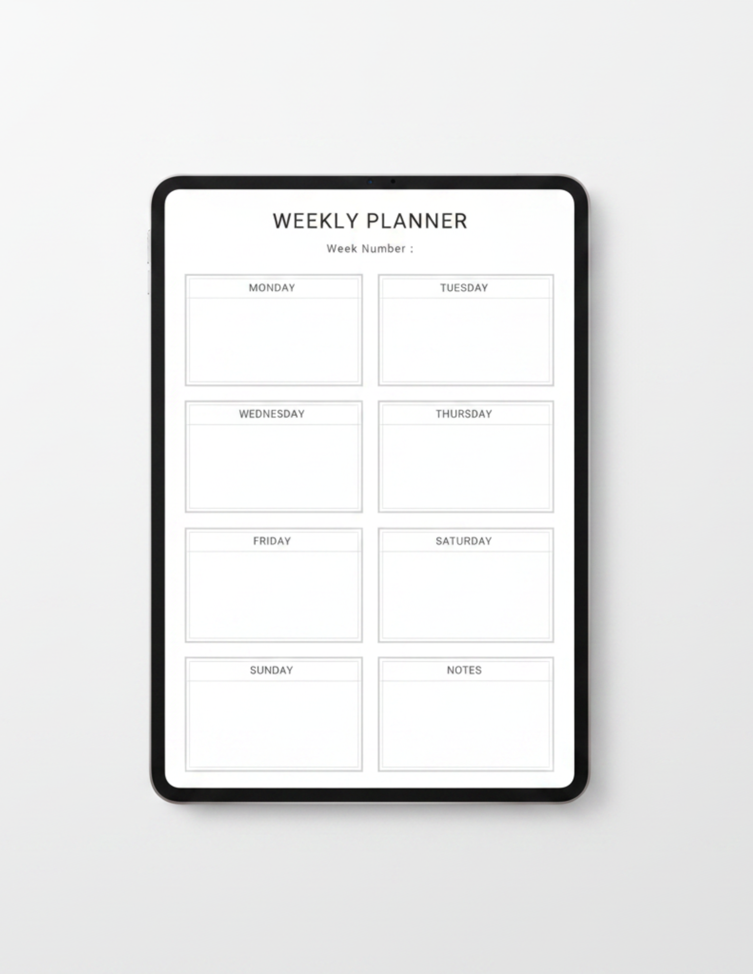 NoteBloom Grey & White Minimal Weekly Digital Planner | One-Page Weekly