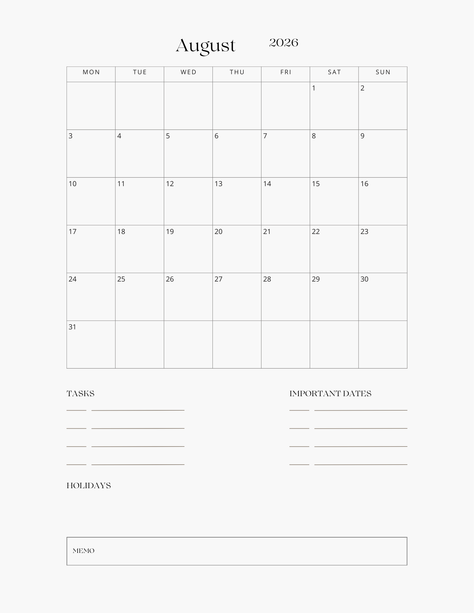 NoteBloom 2026 Monthly Digital Planner | 12 Monthly Pages