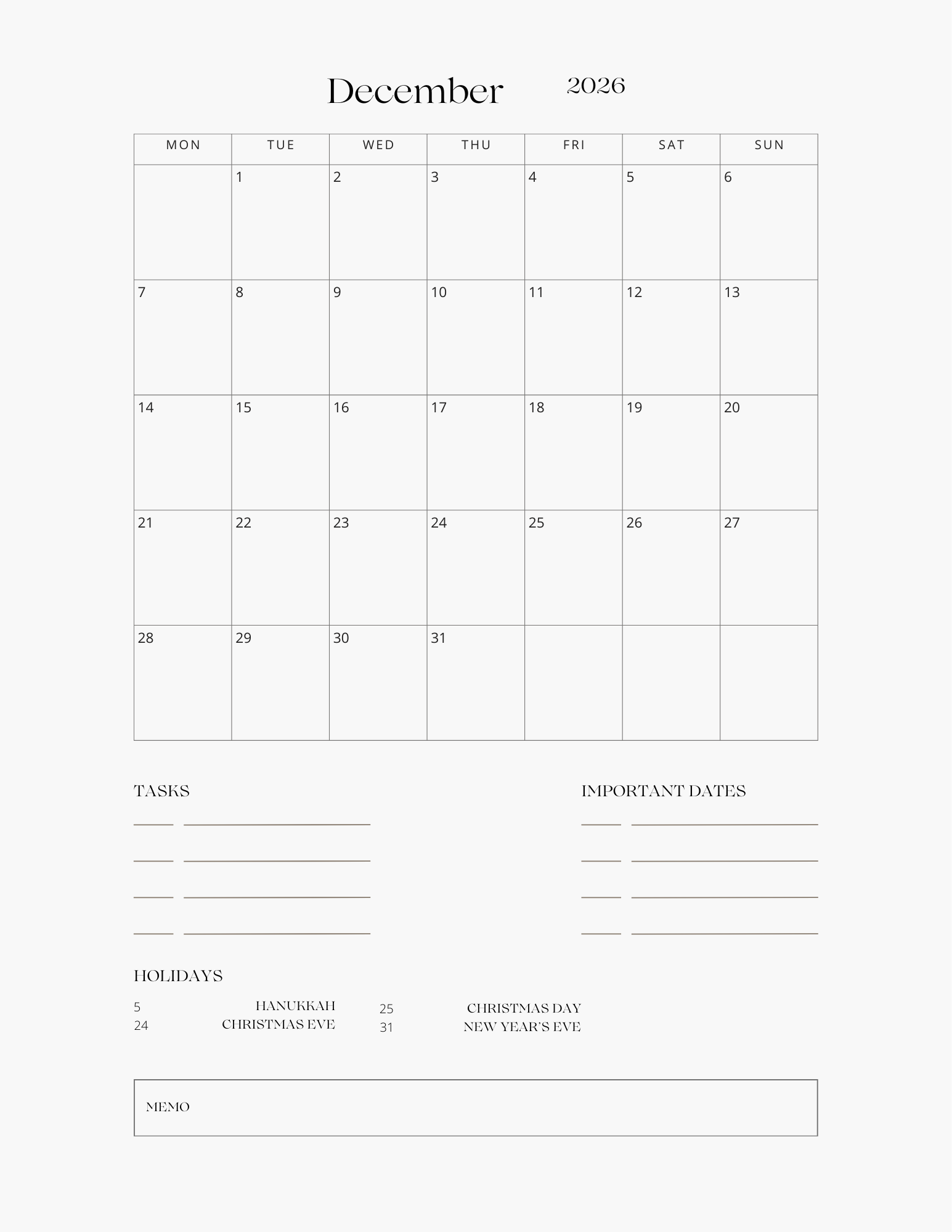 NoteBloom 2026 Monthly Digital Planner | 12 Monthly Pages